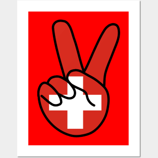 Switzerland Flag V Sign Posters and Art